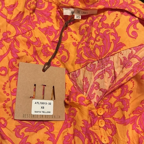 Abel the Label Anthropologie Maya Yellow Maxi Dress NWT sz XS Asymmetrical Hem - Picture 3 of 3